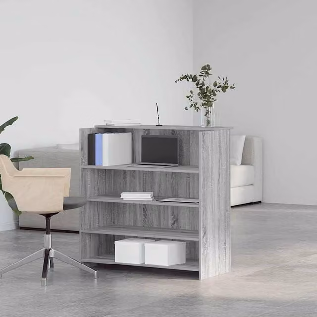 Berkfield Home Grey Sonoma Reception Desk in Engineered Wood, W: 100 cm, D: 50 cm, H: 103.5 cm – 1