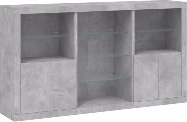 Berkfield Home Modern Sideboard with Integrated LED Lights in Concrete Grey, W: 181.5 cm, D: 37 cm, H: 100 cm – 1