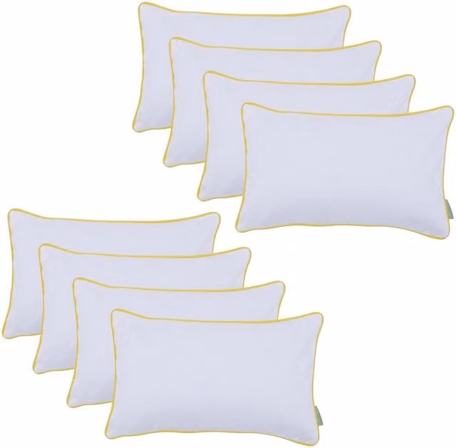 Gardenista White Rectangular Pillow with Yellow Piping and Removable Stain Repellent Cover