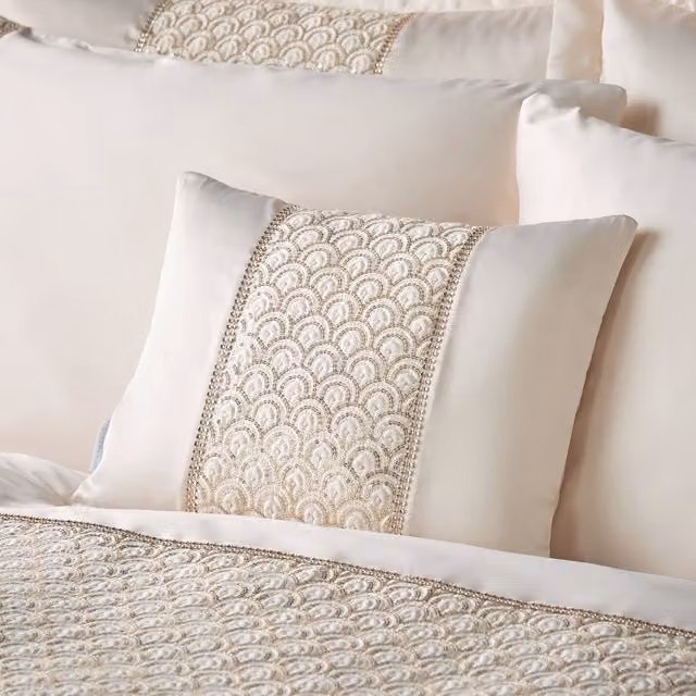 Catherine Lansfield Deco Sequin Filled Boudoir Cushion, Champagne Gold, W: 40 cm, H: 30 cm