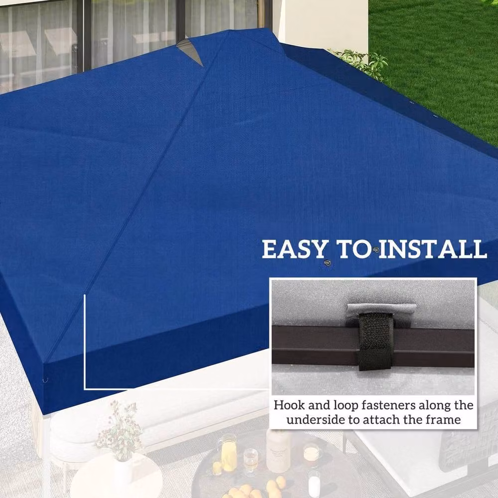 Kelvenix Blue Polyester Gazebo Roof Replacement with UPF 50+ Waterproof Protection, 3 x 3 m – 3