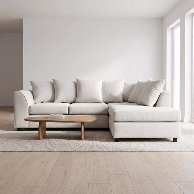 Abakus Direct Harriet Relaxed Linen L-Shaped Corner Sofa with Chaise and Scatter Cushions, Cream