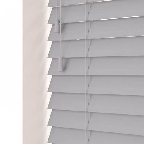 New Edge Blinds Grey Faux Wood Venetian Blind, Width: 80 cm, Drop: 120 cm