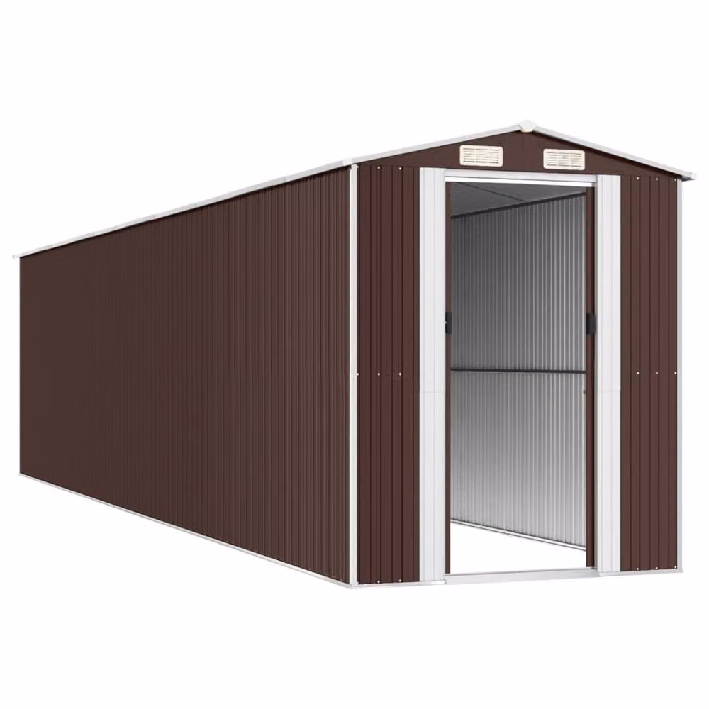 Berkfield Home Garden Shed in Dark Brown, Galvanised Steel, W/D/H: 192 x 855 x 223 cm – 4