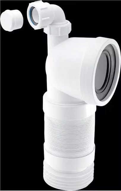 McAlpine 90 Degree Flexible WC Connector with Universal Vent Boss in White
