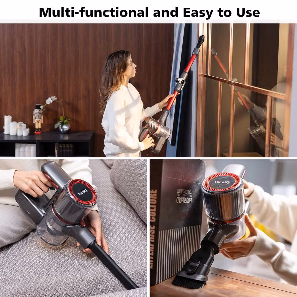 VacniQ Cordless Bagless Stick Vacuum Cleaner in Red, Height: 100 cm – 5