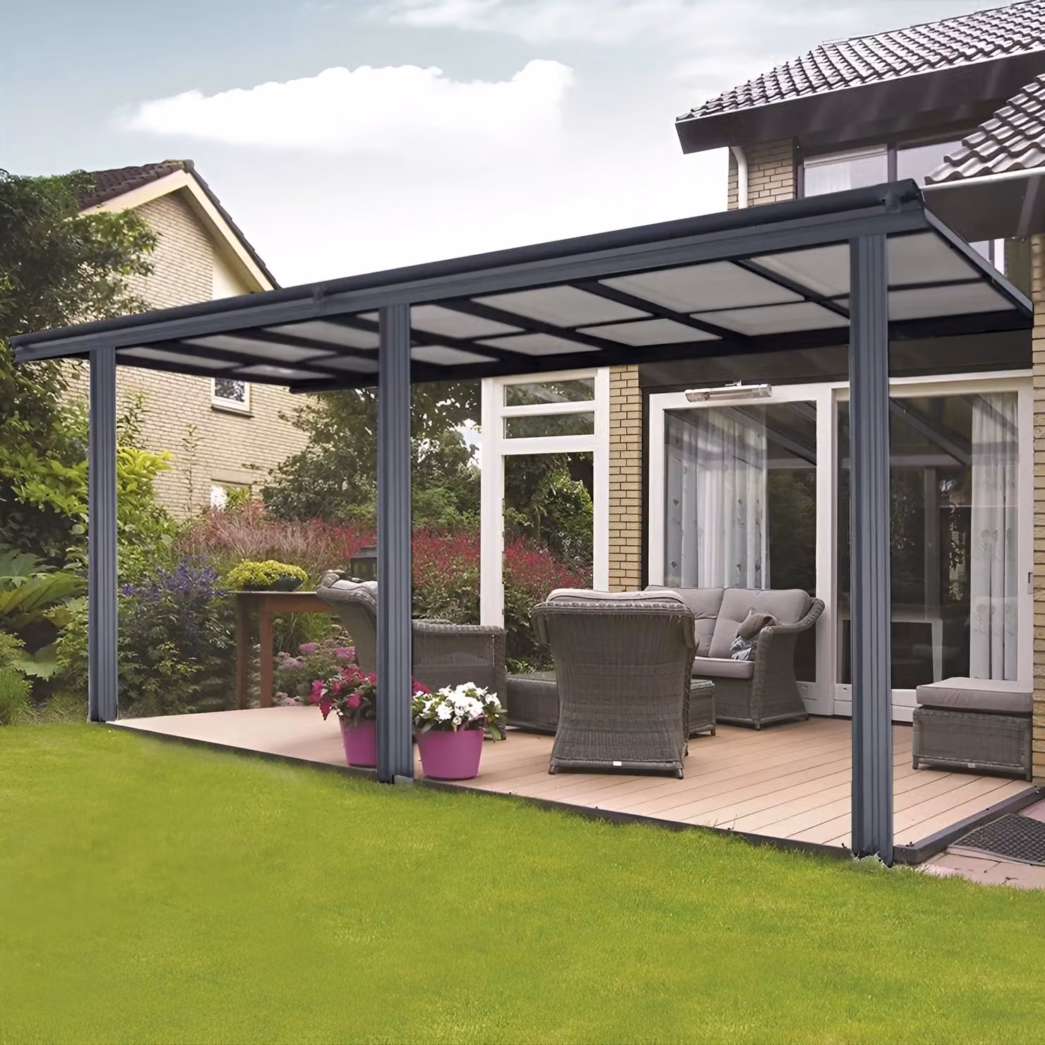 Primrose Living Anthracite Veranda Garden Canopy in Dark Grey, W/D/H: 434 x 303 x 258 cm – 2