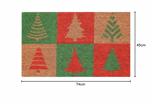 Coco&Coir Christmas Tree Coir Door Mat, W/D/H: 75 x 45 x 1.5 cm, Brown and Multicolour – 2