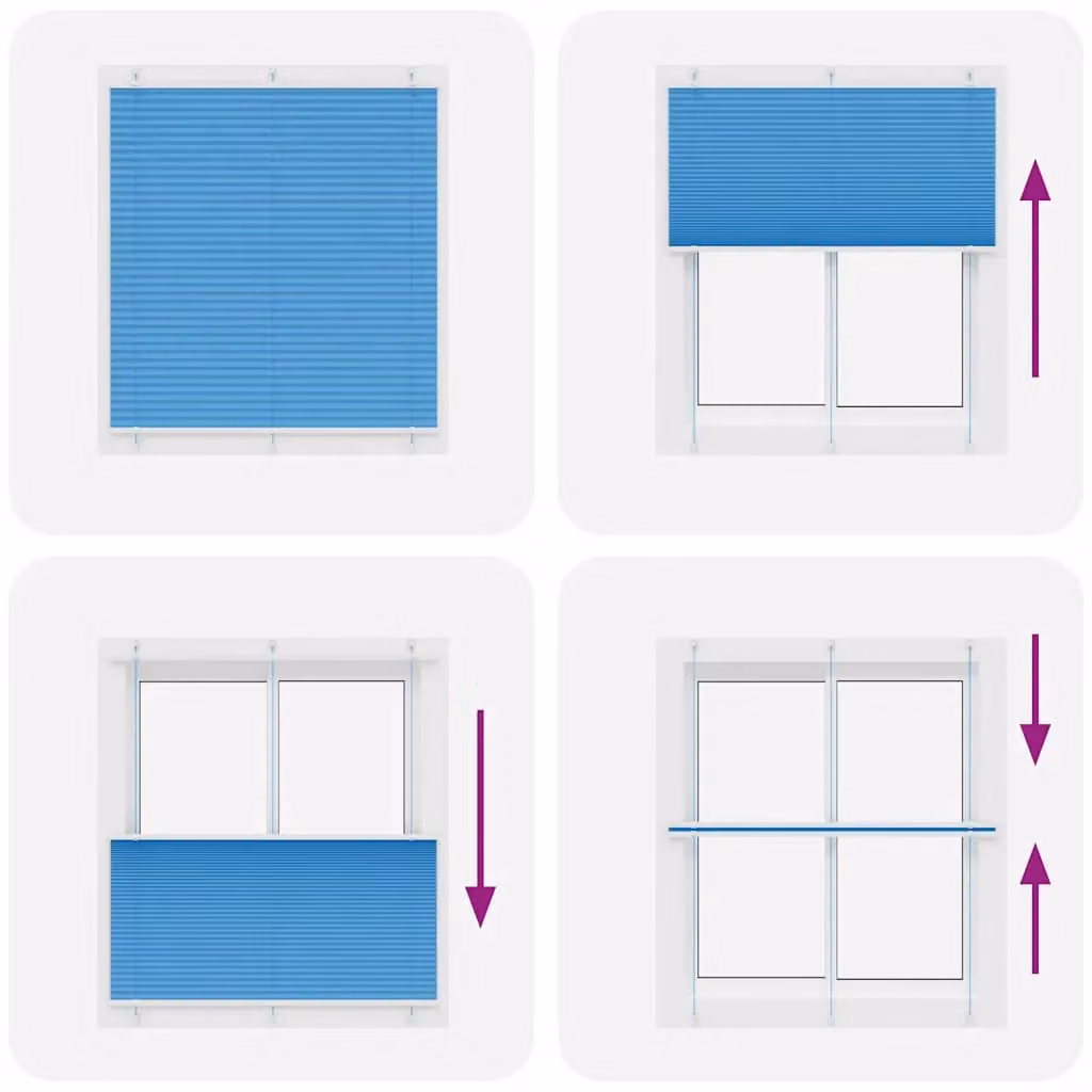 Berkfield Home Single Pleat Blue Polyester Semi-Transparent Blind, W: 120 cm, H: 100 cm – 2