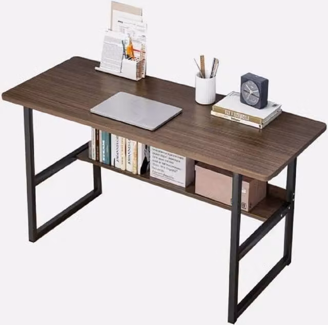 Hinsinc Brown Composite and Metal Home Office Computer Desk
