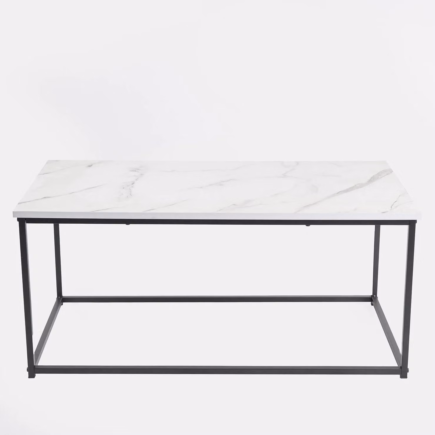 OHS Manhattan White Marble Coffee Table with Metal Frame – 3