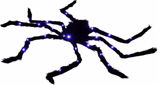 Garden Sanctuary Halloween Light-up Giant Spider and Web Decorations in Black and Purple