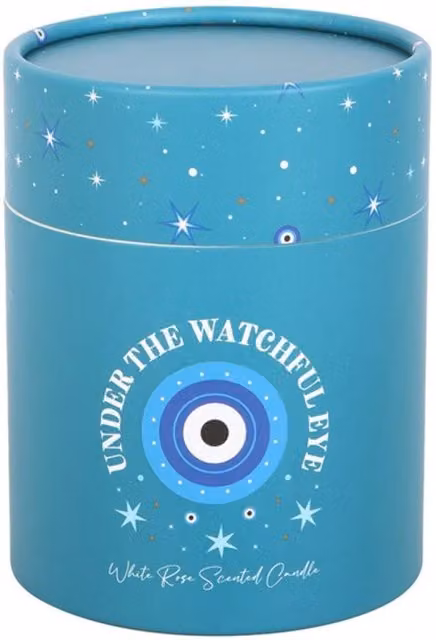 KDMK Under Watchful Eyes White Rose Floral Candle with Crystals and Turquoise Accents