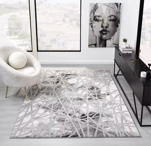 The Linen Consultancy TLC 5 Star Hotel Concept Bianco Abstract Modern Grey Rug, W: 160 cm, D: 225 cm – 1