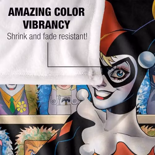 Warner Bros. Batman Harley Quinn Carnival Super Soft Silky Touch Fleece Throw Blanket, Multicolour, W/D/H: 91 x 147 cm – 3