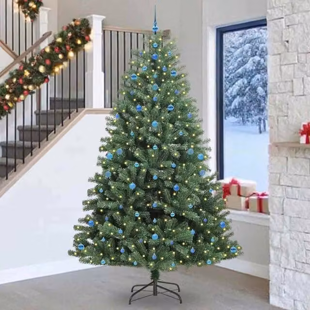 Berkfield Home Artificial Hinged Christmas Tree in Green, Height: 270 cm – 1