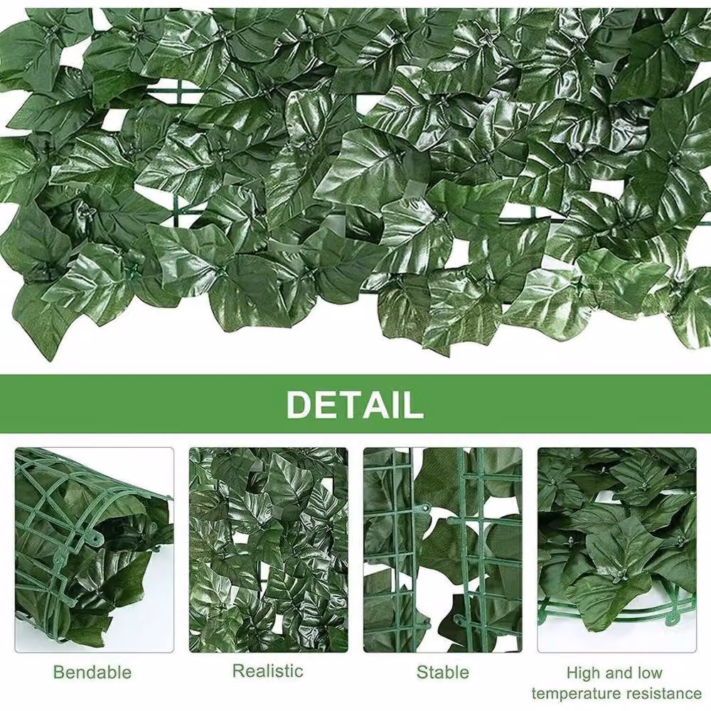 NESTLUNE Artificial Ivy Leaf Garden Hedge Fence, Green, W: 100 cm, H: 15 cm – 5