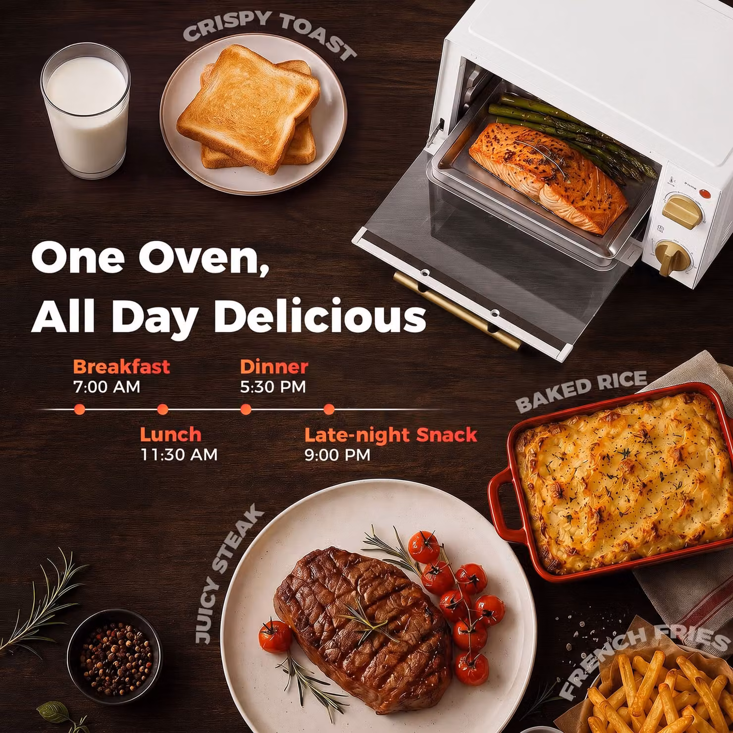 HOMCOM 9L Mini Countertop Electric Grill and Toaster Oven with Adjustable Timer and Auto Shut-off, White – 6