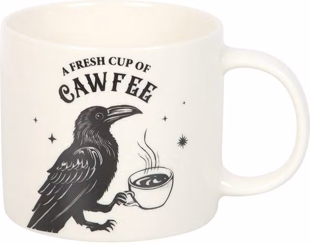 Something Different Fresh Cup of Cawfee Raven 500ml Mug in White