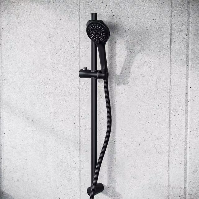 Nes Home Matte Black Modern Slider Rail Shower Bar Riser Wall Bracket Kit