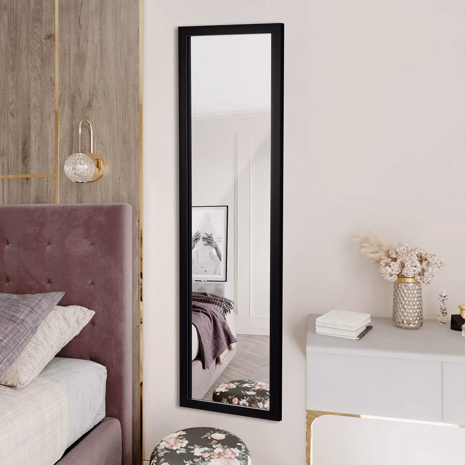 Costway Full Length Mirror, Black Over the Door and Wall Hanging Dressing Mirror – 3