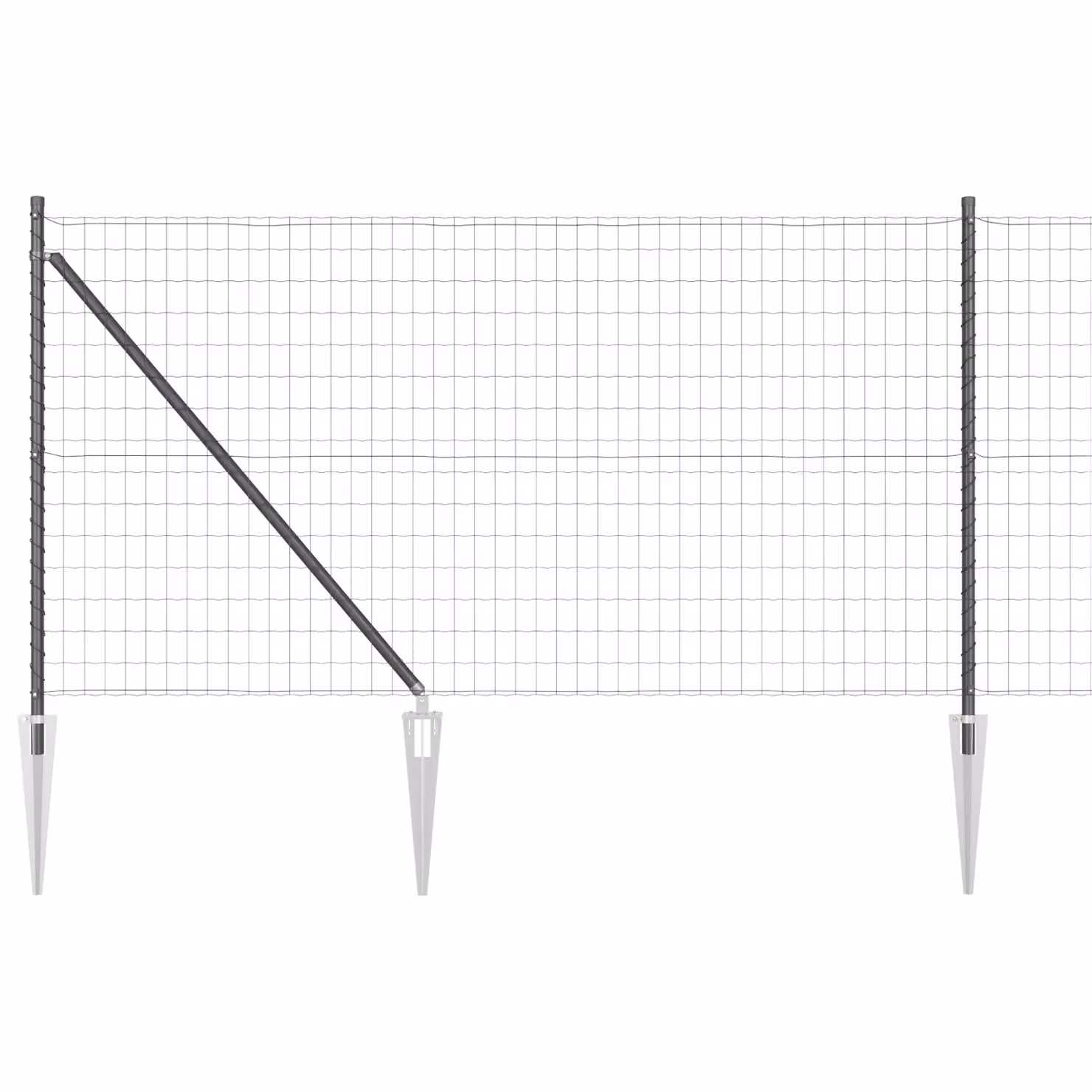 Berkfield Home Euro Fence with 7 Spike Posts, Galvanised Steel, Grey and Silver, W: 10 m, H: 0.8 m – 2