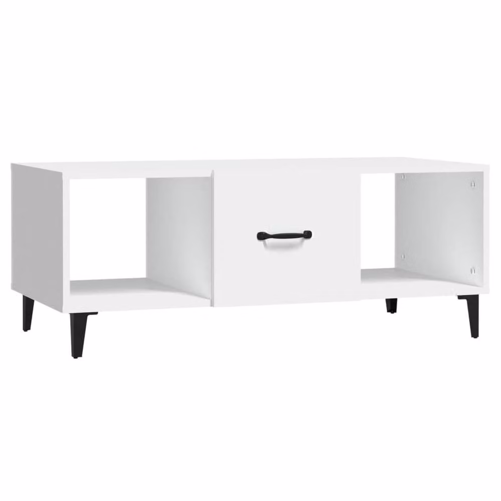 Berkfield Home Sturdy White Coffee Table in Engineered Wood, W/D/H: 102 x 50 x 40 cm – 2