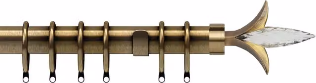 Terrys Fleur de Lys 35mm Metal Curtain Pole in Antique Brass Gold