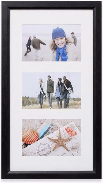 Arpan Black Multi Aperture Rectangular Photo Picture Frame with 3 x 10x15 cm Apertures