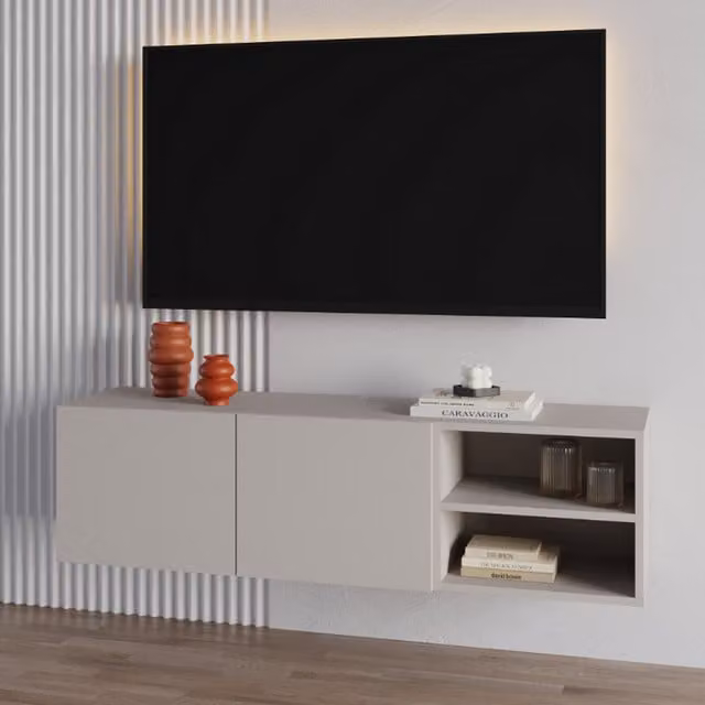 Conrad Decortie Modern Floating TV Stand for 50 Inch TVs in Sandstone