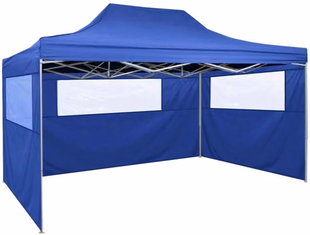 Berkfield Home Professional Folding Party Tent with 3 Sidewalls, Blue, W: 4 m, D: 3 m