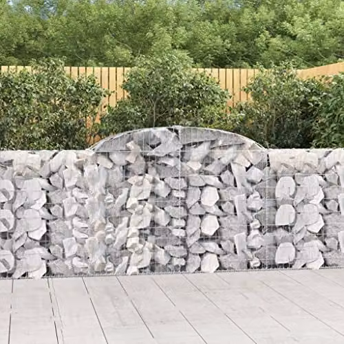 vidaXL Arched Gabion Baskets, 20 Pieces, Silver Galvanised Steel, W: 300 cm, D: 30 cm, H: 100/120 cm – 2