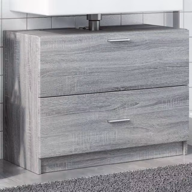 Berkfield Home Sink Cabinet in Grey Sonoma, W: 78 cm, D: 37 cm, H: 59 cm