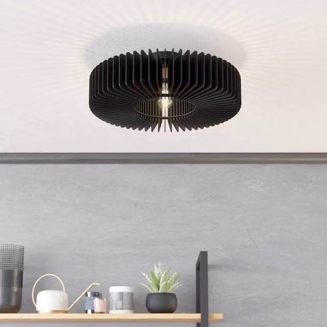 Eglo Palombaia Black Wooden Ceiling Light