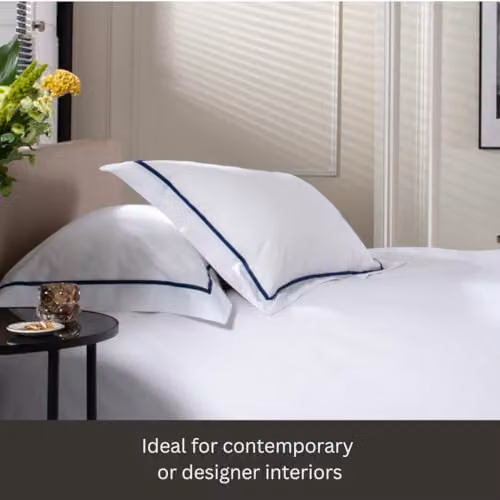 The Lyndon Company Hampstead 200 Thread Count 100% Cotton Duvet Cover and Pillowcase Set in Blue, W/D/H: 200 x 220 cm and 140 x 200 cm – 6