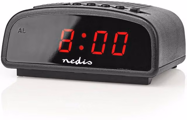 Nedis Digital LED Bedside Alarm Clock - Black