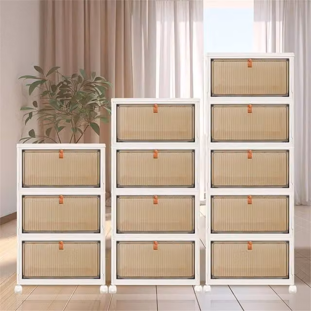 Kelvenix 4 Tier Plastic Storage Drawer Tower Unit in Beige, W: 50 cm – 1