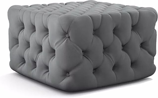 THE HOT SALE Grey Velvet Cube Footstool with Wood Framed Upholstered Design