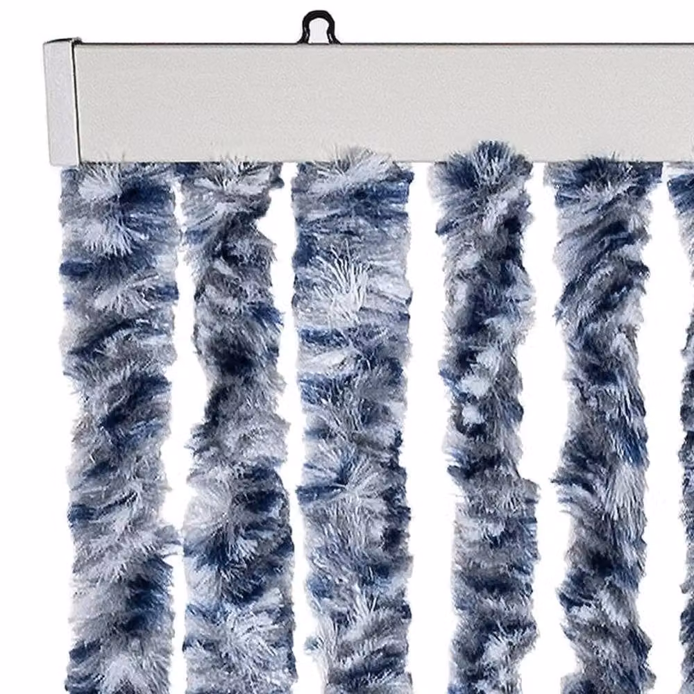 Berkfield Home Blue and White Striped Chenille Soft Fly Curtain, W: 100 cm, H: 200 cm – 4