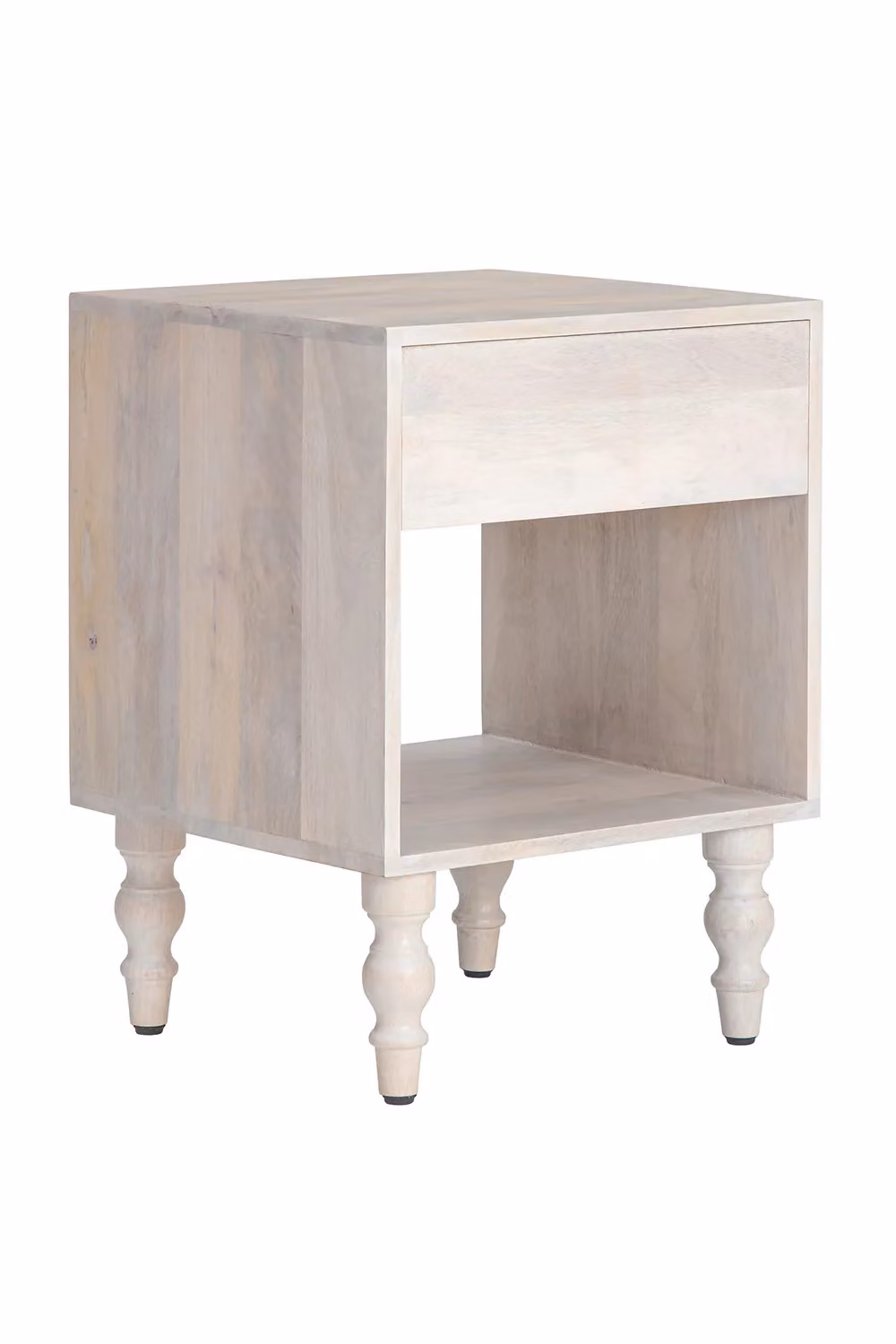 MH London Scandinavian Mango Wood Bedside Table in White – 2