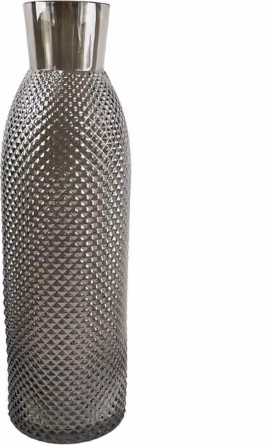 Leaf Geometric Round Glass Tabletop Vase in Grey