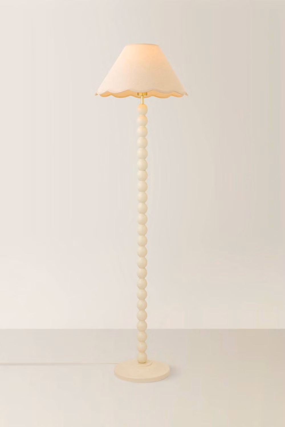 ValueLights Bobbin Colour Trim Linen Floor Lamp in Beige – 2