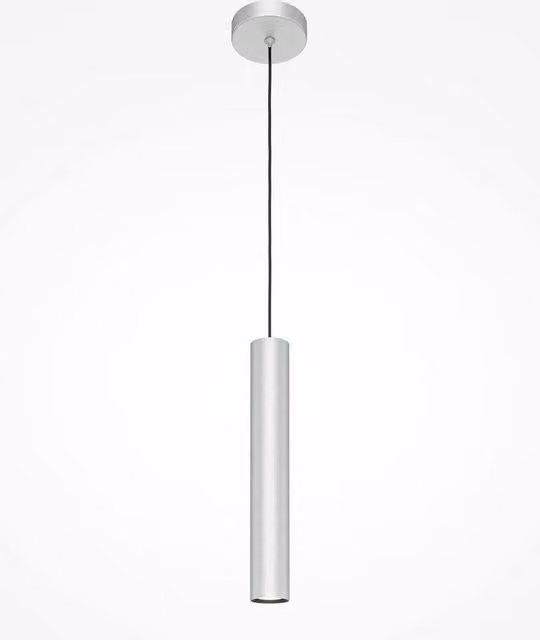 Netlighting Pro Focus Modern Slim Pendant Ceiling Light in Silver with Grey Shade, 1xGU10