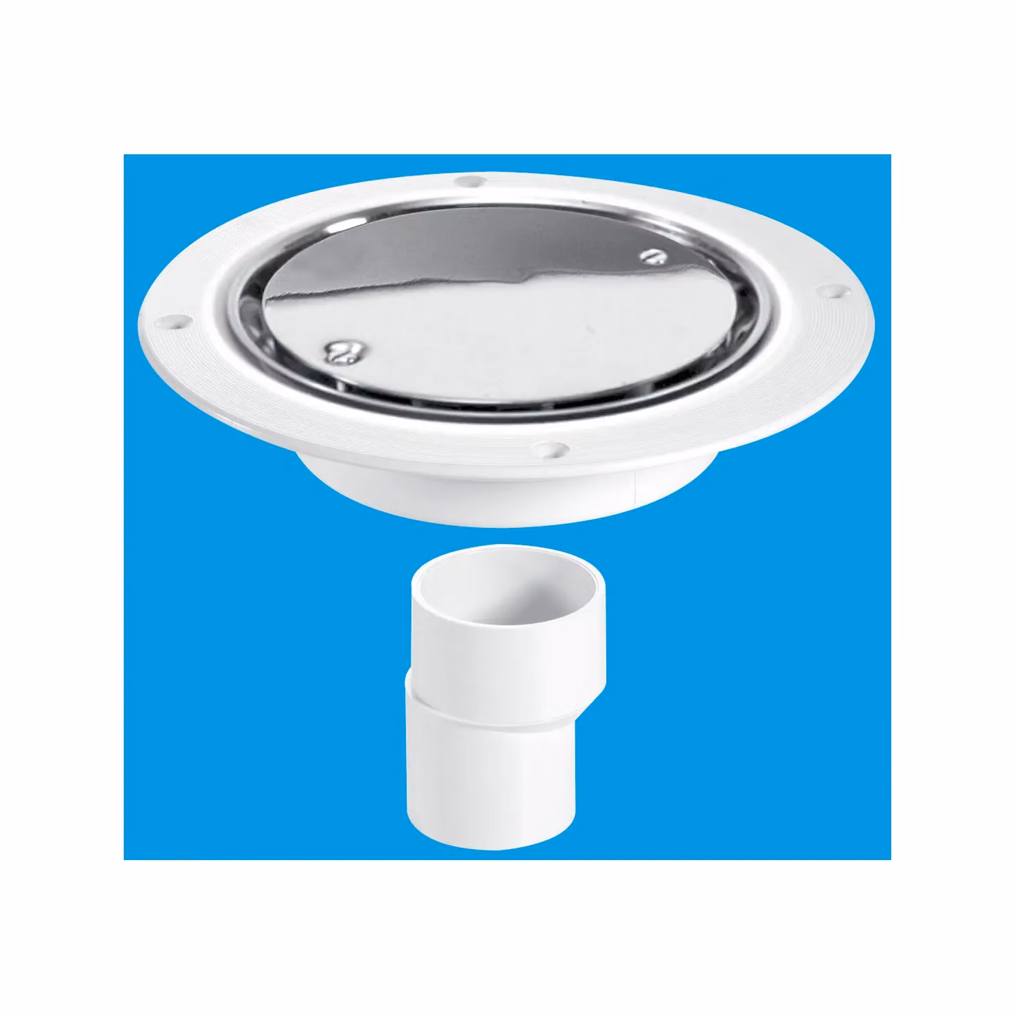 McAlpine USG2SS Untrapped Gully with Clamp Ring and Cover Plate, 2 inch Vertical Out, Silver and White – 2