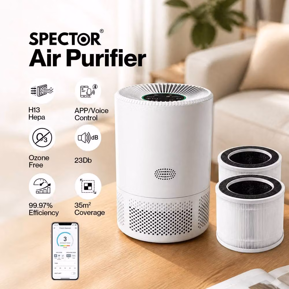 Spector Smart Air Purifier with H13 HEPA, Pre-Filter and Activated Carbon, App Control, White – 2