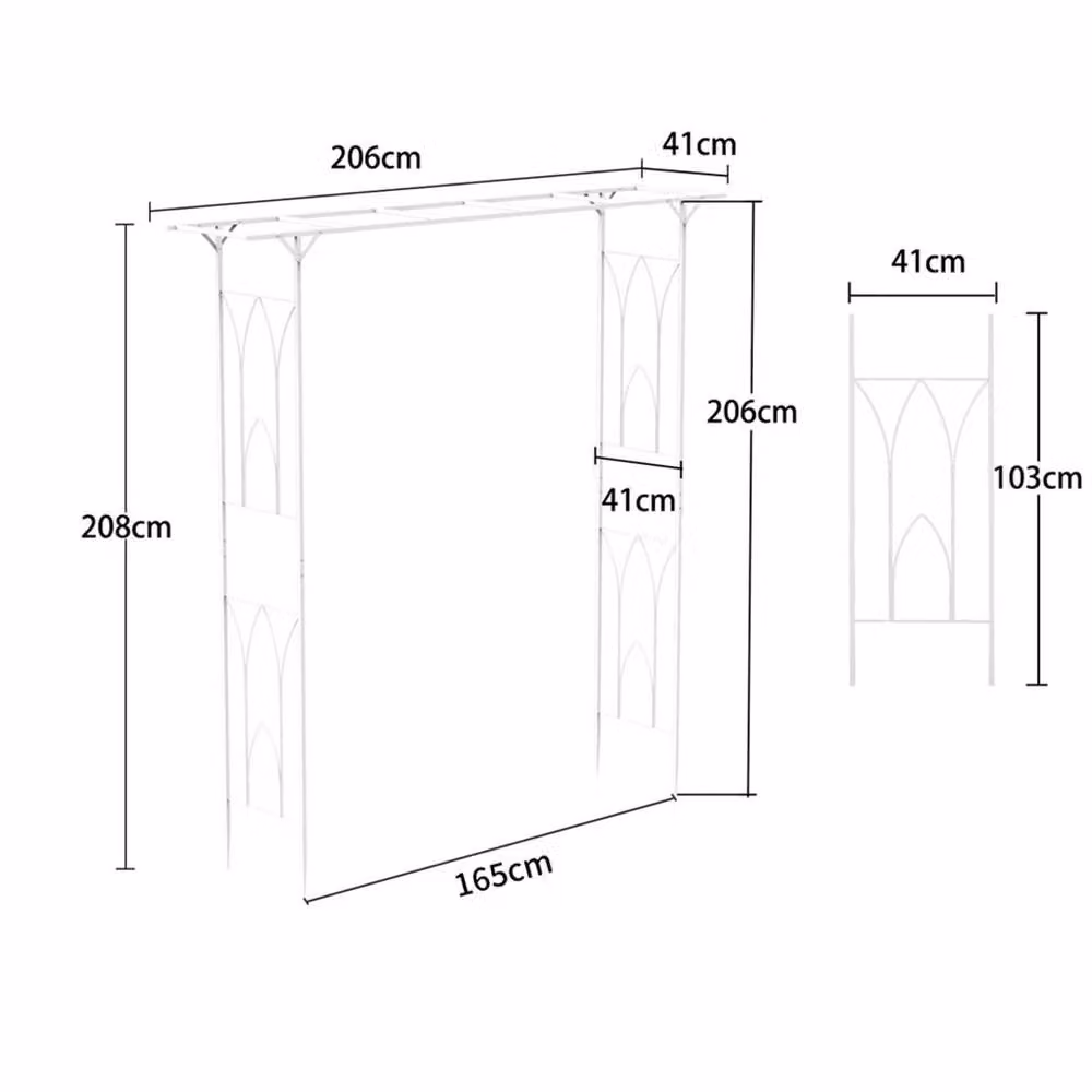 SPETLEK Heavy Duty Metal Garden Arch Trellis in White, W/D/H: 206 x 41 x 208 cm – 4