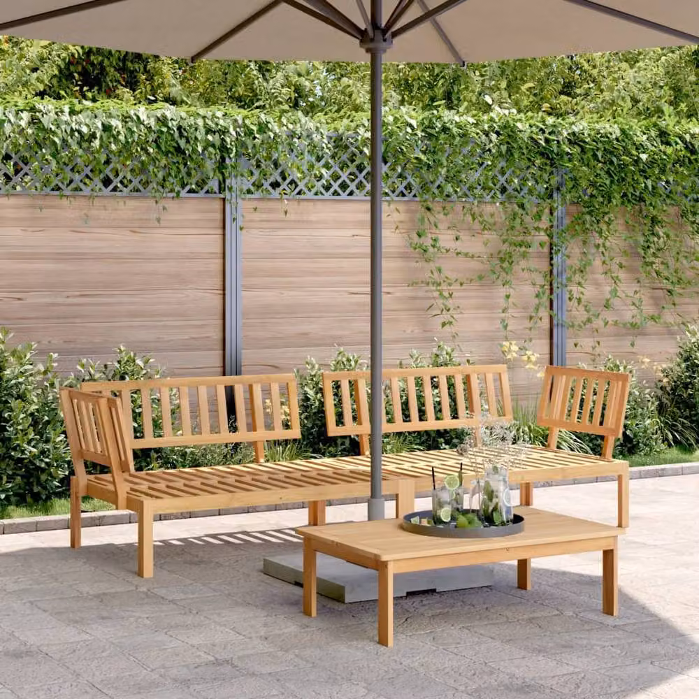 Berkfield Home Beautiful Garden Pallet Corner Sofas, 2-Piece Set in Brown Oiled Solid Acacia Wood – 2