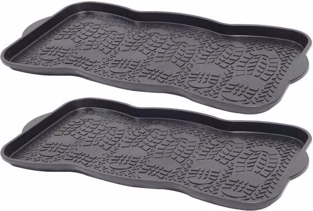 Kelvenix Set of 2 Plastic Shoe Trays in Black, Medium