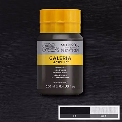 Winsor & Newton Galeria Professional Acrylic Paint, Black and Yellow, 250ml – 2