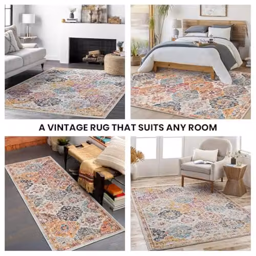 Livabliss Harput-Vintage Boho Oriental Rug in Orange, Beige and Multicolour, W: 100 cm, L: 150 cm – 10